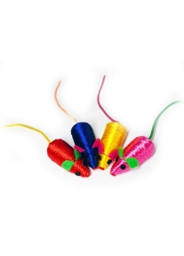 Мышь игрушка для кошек 6 см разноцветная нитка нейлоновая с погремушкой 4 шт NT525N