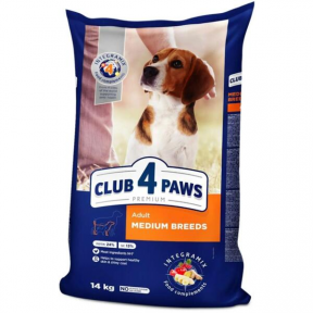 Сухой корм Клуб 4 лапы Премиум для взрослых собак средних пород 14 кг.