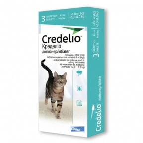 Credelio Cat by Elanco - Противопаразитарные жевательные таблетки Кределио от блох и клещей для котов 2 - 8 кг