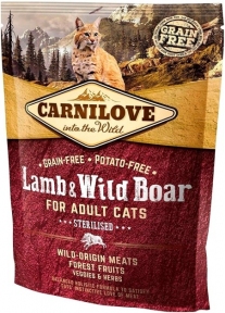 Carnilove Cat Lamb Wild Boar Sterilised Сухий корм для стерилізованих кішок з ягнятком та кабаном, 400 г