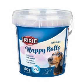 Ласощі для собак Happy Rolls м'які з лососем відро 500г 31498
