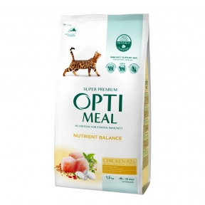 АКЦІЯ -18% Optimeal Adult Cat Chicken з куркою сухий корм для дорослих кішок 1,5 кг