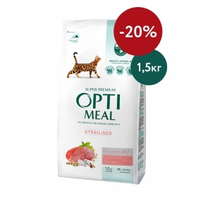 Акція Optimeal для котів з високим вмістом яловичини і сорго 1,5 кг