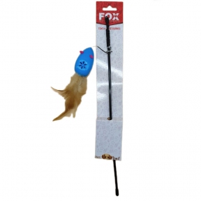 Удочка-Дразнилка для кошек 45см Мышь синяя с пухом CH-076