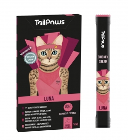 Крем Tail Paws Luna cat мультивитамин с курицей 5*15 г.