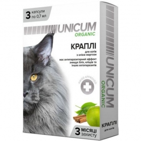 Капли Unicum Organic противопаразитарные для кошек, 3 пипетки