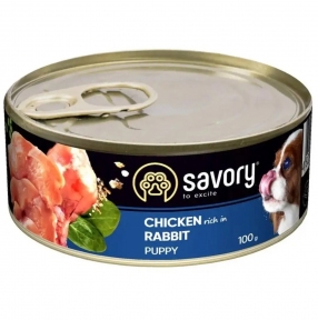 SAVORY Dog All breeds Puppy Вологий повно раціонний корм для цуценят всіх порід із кроликом