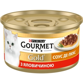 АКЦИЯ Gourmet Gold Соус Де-Люкс влажный корм с говядиной для кошек 85 г