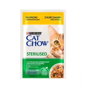 Cat Chow Sterilised консерва для стерилизованных кошек с курицей и баклажанами, 85 г
