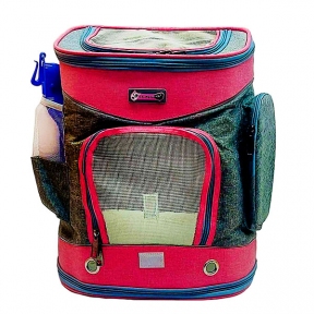 Рюкзак квадрат с сеткой 34х40х30 см серо-розовый