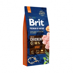 Brit Premium Sport сухой корм для собак с высокими затратами энергии 15 кг  + 3 кг в подарок АКЦИЯ
