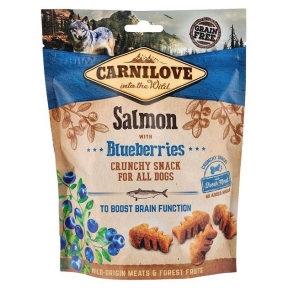 Лакомство Carnilove Crunchy with Salmon Blueberries - беззерновое для собак всех пород Снек с лососем и черникой 200 г