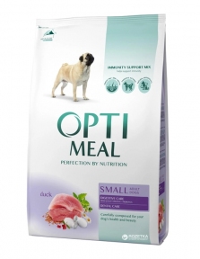 АКЦИЯ -15% Optimeal Сухой полнорационный корм для собак малых пород со вкусом утки 4 кг