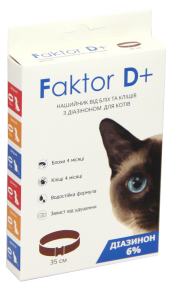 Нашийник Faktor D + для котів 35 см з діазиноном