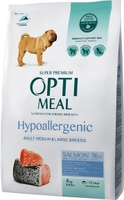 Акция Optimeal Сухой гипоаллергенный полнорационный корм для собак средних и крупных пород со вкусом лосося