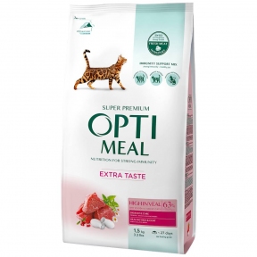 Акция Optimeal корм для котов с высоким содержанием телятины 1,5кг