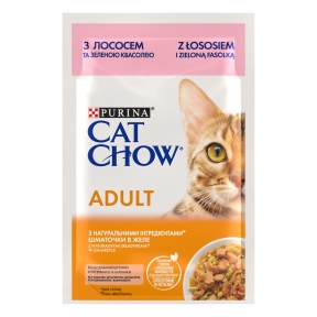 АКЦІЯ Purina CAT CHOW Adult З лососем та зеленим горошком у желе вологий корм для кішок 85 г