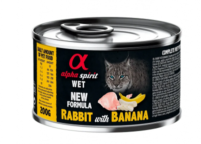 Вологий корм Alpha Spirit Rabbit with Banana Complete для дорослих котів, з кроликом та бананом, 200 г