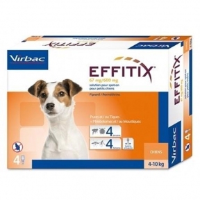 Еффітікс Спот-он краплі на холку для собак Virbac 67 мг/600 мг 4-10кг