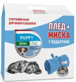 Акція сухий корм Royal Canin Mini Puppy 2кг в подарунок миска і плед