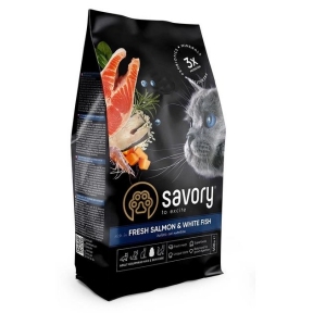 Savory Gourmand Salmon & White Fish Сухой корм для длинношерстных кошек лосось и белая рыба 