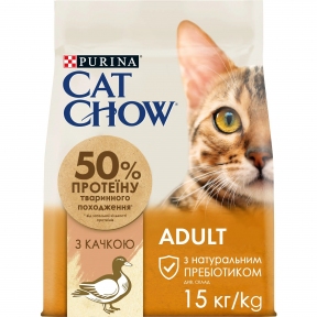 АКЦІЯ Cat Chow Adult сухий корм з качкою для котів 15 кг