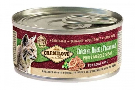 Carnilove Cat Влажный корм для кошек с мясом курицы, утки и фазана 100г