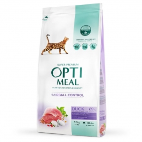 АКЦІЯ -22% Optimeal Adult Cat з качкою сухий корм для котів з ефектом виведення вовни 10 кг
