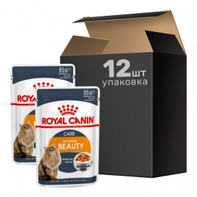 9 + 3 шт Royal Canin Intense Beauty in jelly консервы для кошек 85г 11485 акция