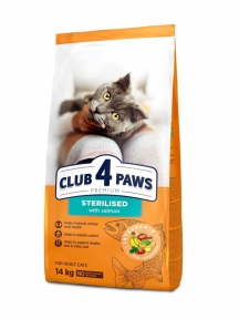 Акция Club 4 paws (Клуб 4 лапы) Sterilised Корм для стерилизованных кошек з лососем 14кг