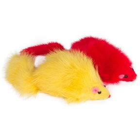 Игрушка для кошек Мышь цветная натуральная с погремушкой