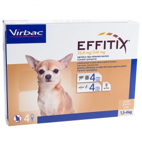 Еффітікс Спот-он краплі на холку для собак Virbac 26,8 мг/240 мг 1,5-4кг 1 шт
