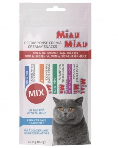 Ласощі для котів Крем-снек MIAU MIAU, 4 шт по 15 г