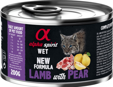 Влажный корм Alpha Spirit Lamb with Pear Complete для взрослых кошек, с ягненком и грушей, 200 г