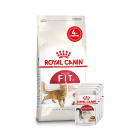 АКЦИЯ Royal Canin FIT 32 корм для домашних и уличных котов 2 кг + 4 паучи