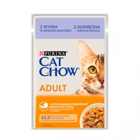 Cat Chow Adult консерва для кошек с ягненком и зеленой фасолью, 85 г