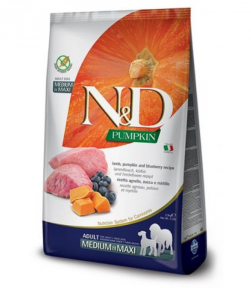 Сухой корм Farmina N&D Grain Free Pumpkin Dog Lamb & Blueberry Adult Medium & Maxi для взрослых собак средних и крупных пород, с ягненком и черникой, 2,5 кг  