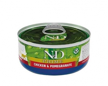 Вологий корм Farmina N&D Grain Free Prime Chicken для котів, з куркою та гранатом, 70 г  