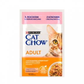 Cat Chow Adult консерва для кошек с лососем и зеленой фасолью, 85 г