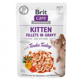 Влажный корм Brit Care Cat pouch для котят филе индейки в соусе 85 гр.