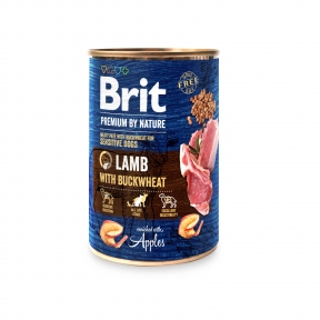 Brit Premium by Nature Беззерновий вологий корм для собак з чутливим травленням ягня з гречкою, 800 г