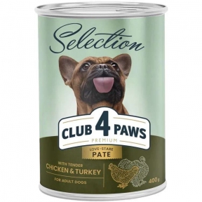 Club 4 Paws Premium Selection Влажный корм для собак - паштет с курицей и индейкой 400 г