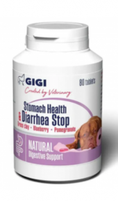 Таблетки GIGI Stomach Health & Diarrhea Stop №80 – для собак – для поддержания желудочно-кишечного тракта и при диарее, доза 1 таблетка на 10 кг.
