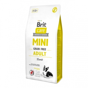 Brit Care Mini Adult Lamb корм з ягням для дорослих собак малих порід 2кг + 2 павуча Brit Care Dog Mini Fillet