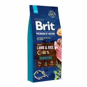 Brit Premium Sensitive Lamb & Rice корм для собак с чувствительным пищеварением 3кг + консерва Brit Premium Dog 400г