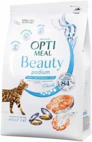 Акция-30% Optimeal Beauty Podium с морепродуктами сухой корм для кошек уход за шерстью и зубами 1.5 кг