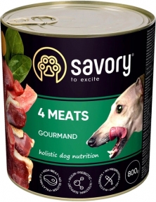 Savory Dog Gourmand Влажный корм для взрослых собак с четырьмя видами мяса