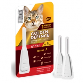 Golden Defence-краплі проти бліх і кліщів для кішок