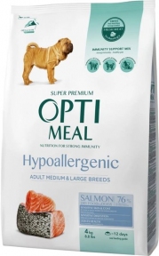 Акция Optimeal Сухой гипоаллергенный полнорационный корм для собак средних и крупных пород со вкусом лосося