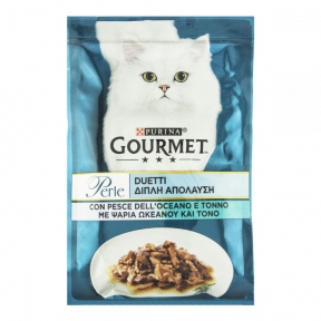 Gourmet Perle консерви для кішок з океанічною рибою і тунцем 85г Павуч 580130